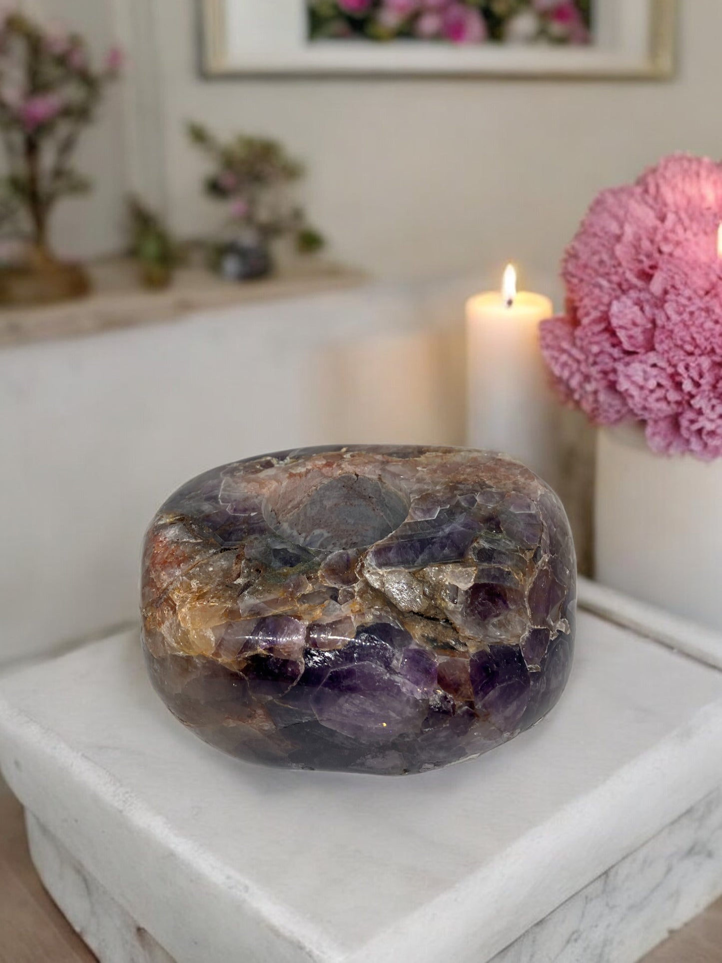 Chevron Amethyst Candle Holder