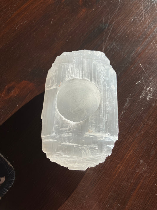 Selenite Candle Holder