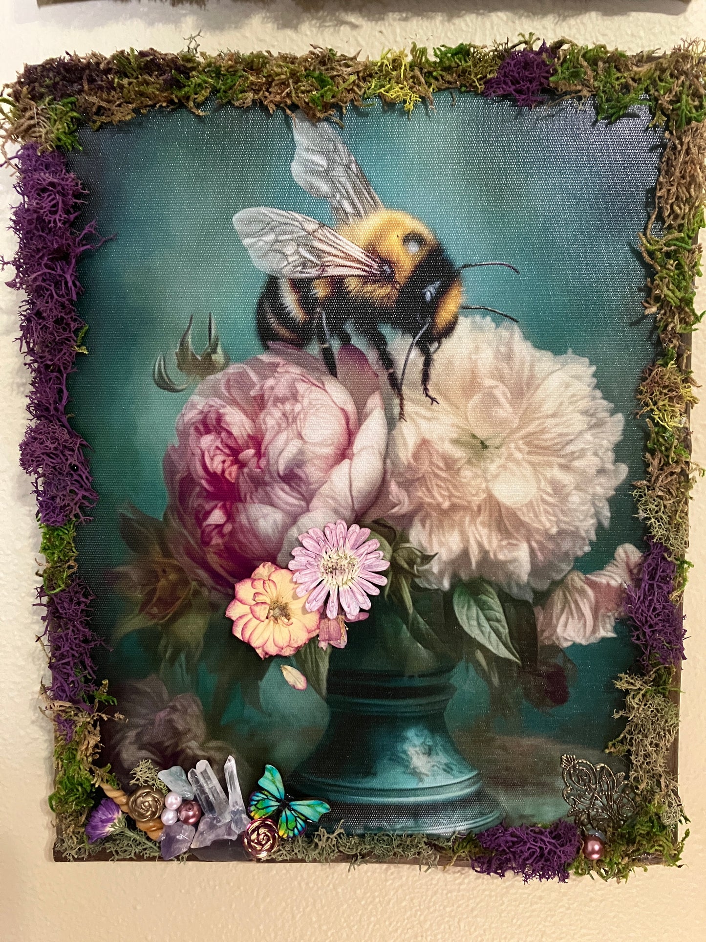 Bumblebee Wood/Moss/Crystal Dark Academia OOAK Artwork (Copy)