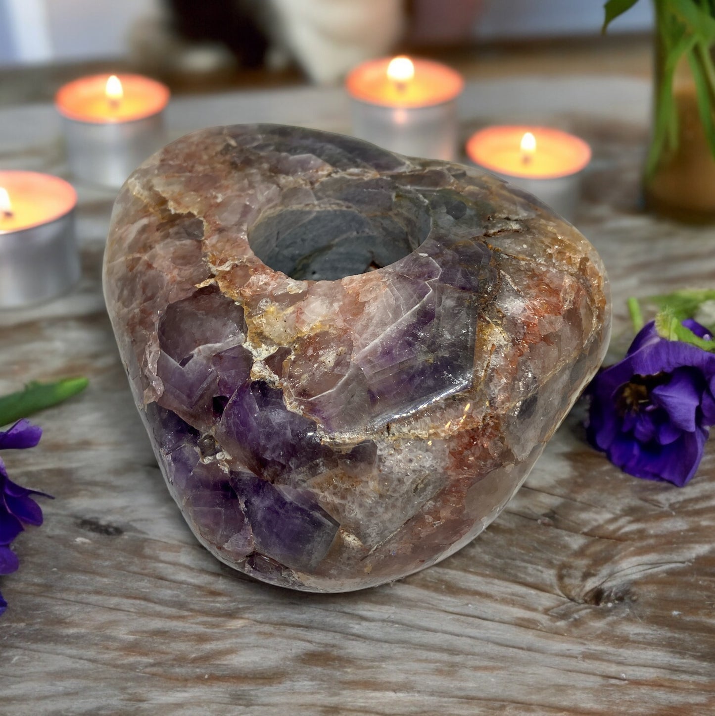 Chevron Amethyst Candle Holder