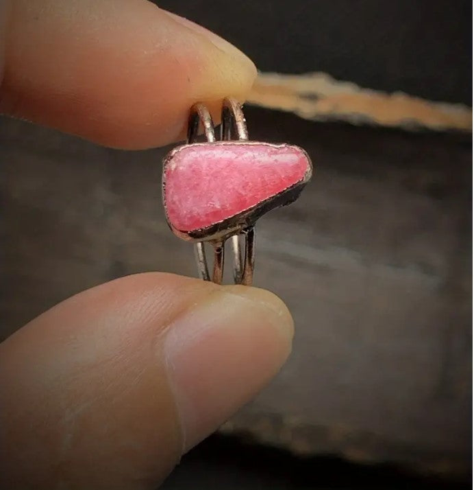 Raw Crystal and Copper Ring