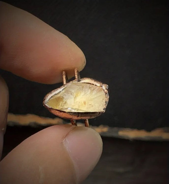 Raw Crystal and Copper Ring